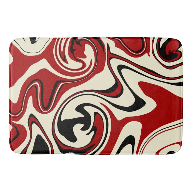 Alfombrilla De Baño Derrame - Rojo y Crema (Anverso)