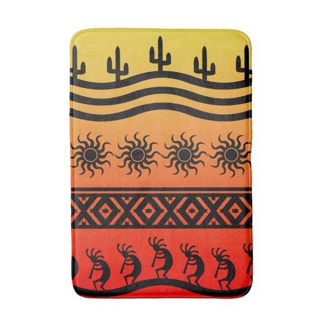 Alfombrilla De Baño Desert Sun Cactus Southwest Design Kokopelli (Frente vertical)