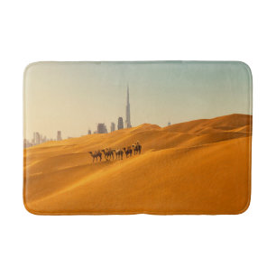 Alfombrilla De Baño Desiertos Vista aérea de Dubai con camellos
