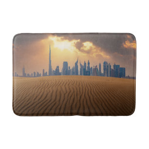 Alfombrilla De Baño Desiertos   Vista en Skyline de Dubai desde la dun