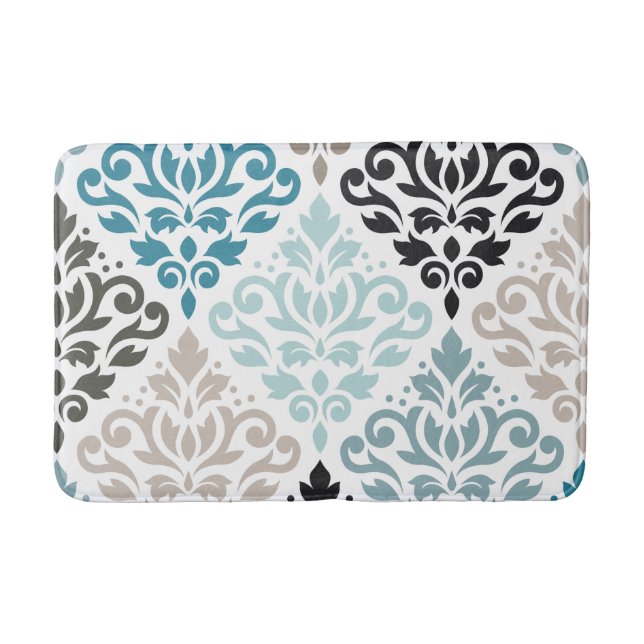 Alfombrilla De Baño Desplazamiento Damask Lg Pattern Teings Browns Whi (Anverso)