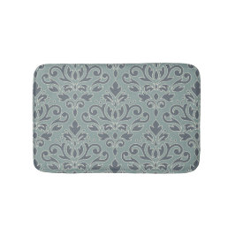 Alfombrilla De Baño Desplazar Damask Lg Ptn (contorno) Cream Blues Ver