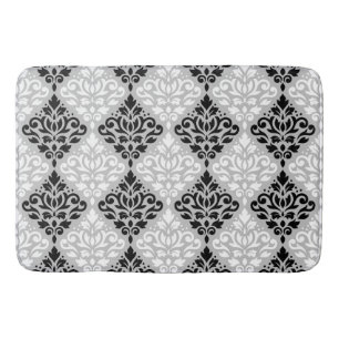 Alfombrilla De Baño Desplazar Damask Ptn B&W en gris