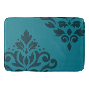 Alfombrilla De Baño Desplazar el arte Damask I oscuro a mitad de Verde