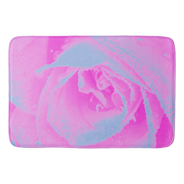 Alfombrilla De Baño Detalle perfecto de Rosa rosa y azul claro (Anverso)