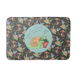 Alfombrilla De Baño Detener y oler el patrón del caracol de fresas