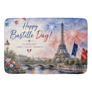 Alfombrilla De Baño Día de la Bastilla Torre Eiffel Río Sena fuegos ar