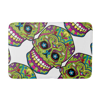 Alfombrilla De Baño Día de Muertos Calavera Verde