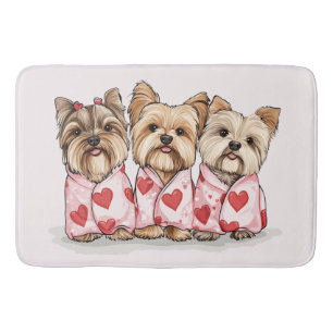 Alfombrilla De Baño Día de San Valentín Perros Yorkshire Terrier