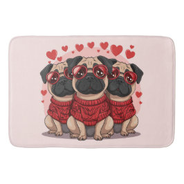 Alfombrilla De Baño Día de San Valentín Pug Dogs