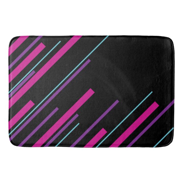 Alfombrilla De Baño Diagonarios - rosa, púrpura, azul y negro (Anverso)