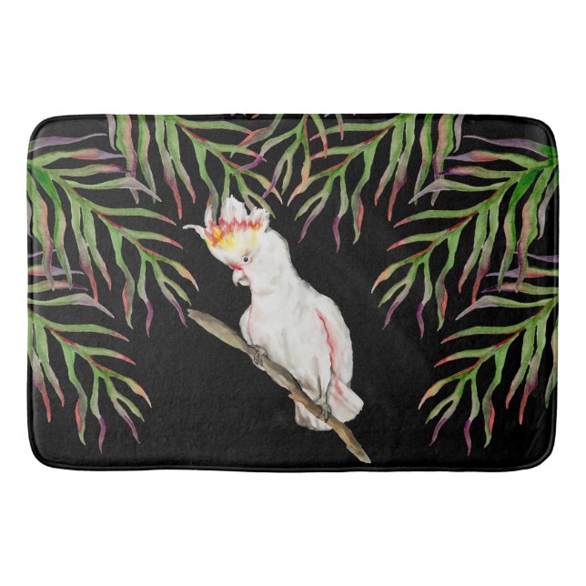 Alfombrilla De Baño Dibujo acuarela de un loro de cacatúa (Anverso)