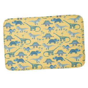 Alfombrilla De Baño Dibujo de dinosaurio prehistórico lindo amarillo