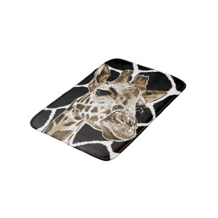 Alfombrilla De Baño dibujo de la mano de la jirafa