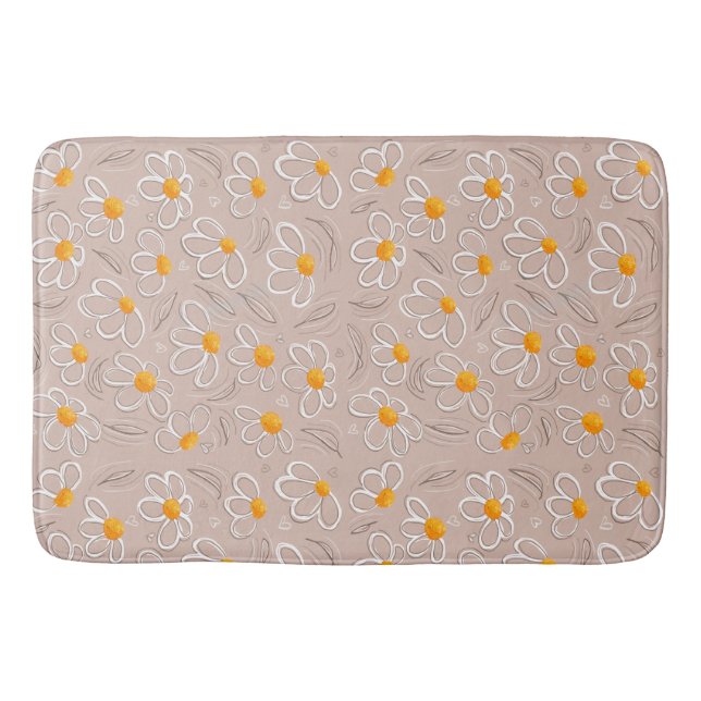 Alfombrilla De Baño Dibujos de flores felices (Anverso)