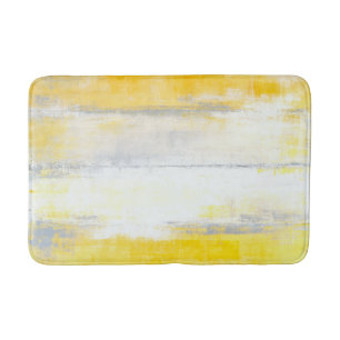 Alfombrilla De Baño "Dígitos" grises y arte abstracto amarillo