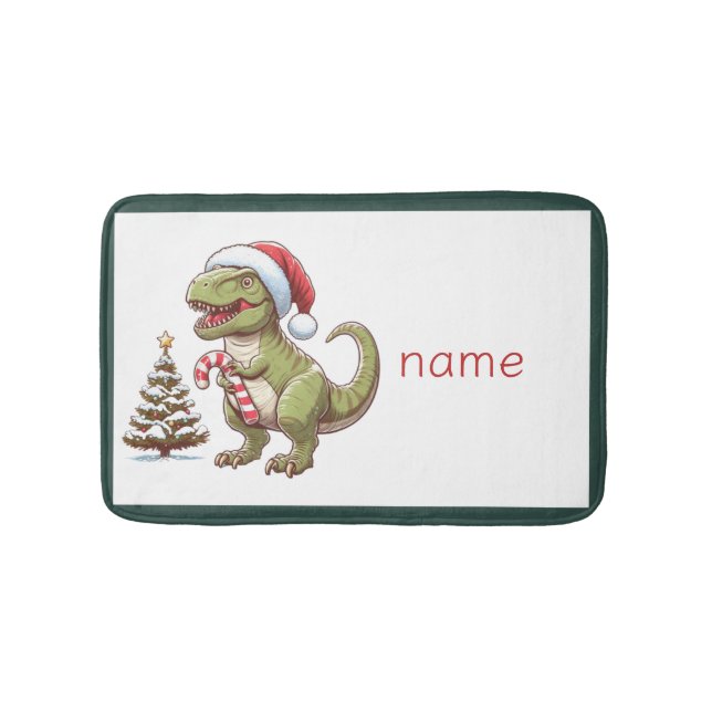 Alfombrilla De Baño Dinosaurio Bath Mat de Navidades curados (Anverso)