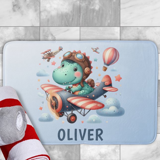 Alfombrilla De Baño Dinosaurio de Trex que vuela un avión encantador (Subido por el creador)