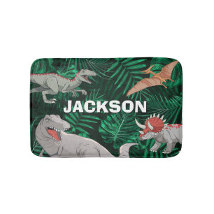 Alfombrilla De Baño Dinosaurio Personalizado Para Niños Dino Jurásico