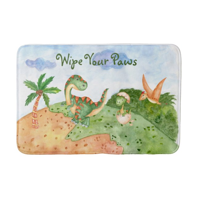 Alfombrilla De Baño Dinosaurios Cutos Para Niños (Anverso)