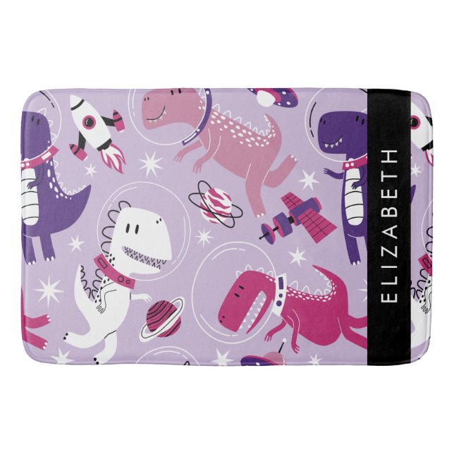 Alfombrilla De Baño Dinosaurios Espaciales, Dinosaurios Cutos, Estrell (Anverso)