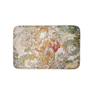 Alfombrilla De Baño Diosa de las flores Art Nouveau