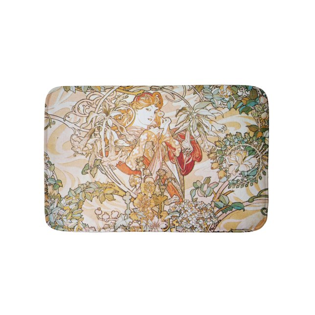 Alfombrilla De Baño Diosa de las flores Art Nouveau (Anverso)