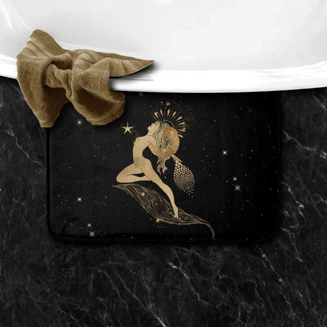 Alfombrilla De Baño Diosa zodiaca | Astrología de Aries Oro Cósmico (Subido por el creador)