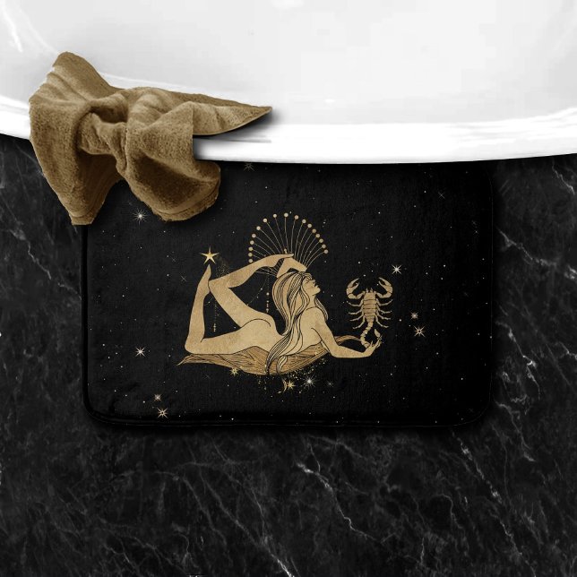 Alfombrilla De Baño Diosa zodiaca | Astrología de Escorpio Oro Cósmico (Subido por el creador)