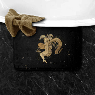 Alfombrilla De Baño Diosa zodiaca Astrología de Oro Cósmico Acuario
