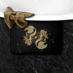 Alfombrilla De Baño Diosa zodiaca Astrología de Oro Cósmico Piscis