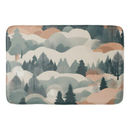 Alfombrilla De Baño Diseño abstracto de árboles y montañas