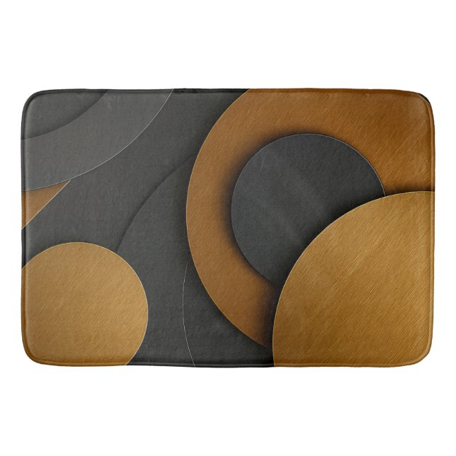 Alfombrilla De Baño Diseño abstracto geométrico de lujo negro y oro (Anverso)