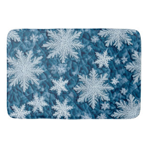 Alfombrilla De Baño Diseño acolchado copos de nieve azules y blancos