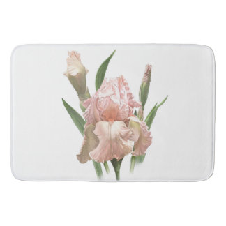 Alfombrilla De Baño Diseño botánico de flor de iris barbudo rosa