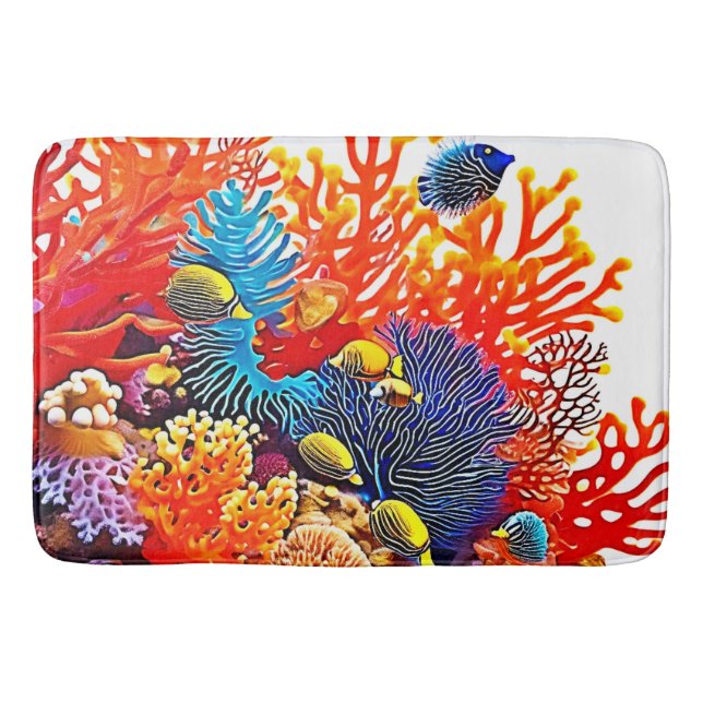 Alfombrilla De Baño Diseño colorido de vida marina submarina (Anverso)
