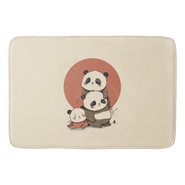 Alfombrilla De Baño Diseño Cute Pandas (Anverso)