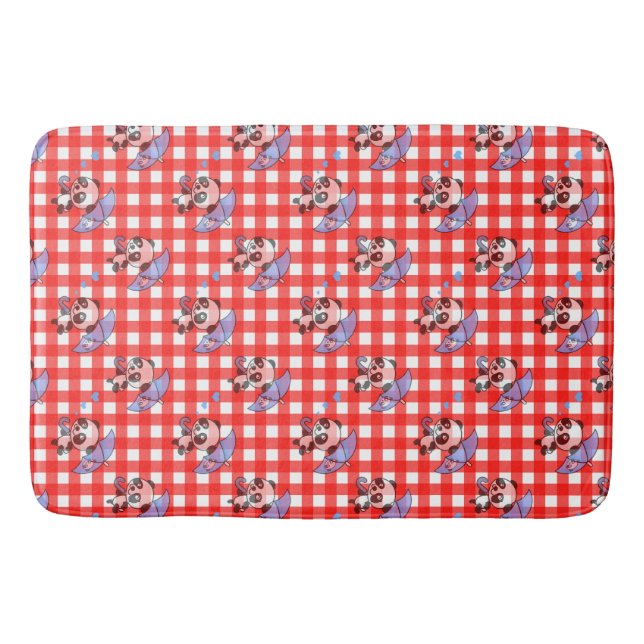 Alfombrilla De Baño Diseño Cute Red Gingham Check (Anverso)