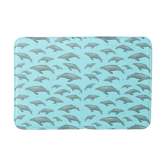 Alfombrilla De Baño Diseño de ballenas azules (Anverso)