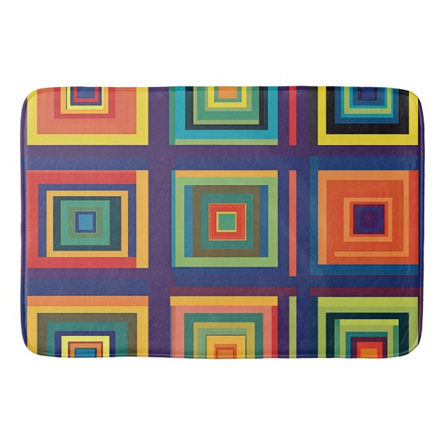 Alfombrilla De Baño Diseño de bloques retro coloridos (Anverso)