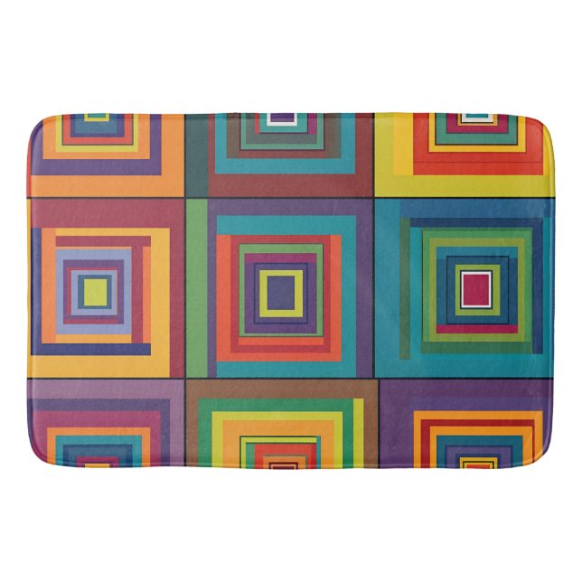Alfombrilla De Baño Diseño de bloques retro coloridos (Anverso)