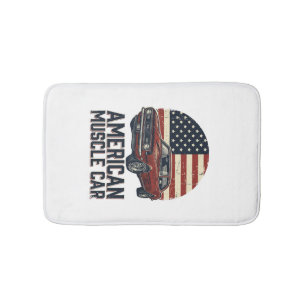 Alfombrilla De Baño Diseño de camiseta de bandera vintage de coche mus