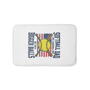 Alfombrilla De Baño Diseño de camiseta Vintage Softball Dad Bigger Bal