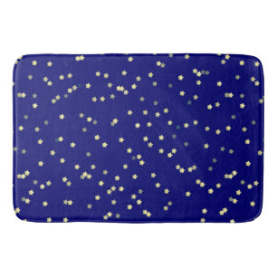 Alfombrilla De Baño Diseño De Estrella Dorada En Azul
