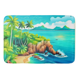 Alfombrilla De Baño Diseño de felicidad en la costa tropical