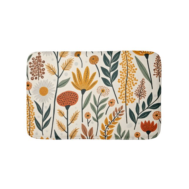 Alfombrilla De Baño Diseño de flores botánicas boho 390 (Anverso)