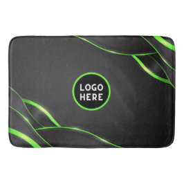 Alfombrilla De Baño Diseño de fluido abstracto negro y verde | Agregar