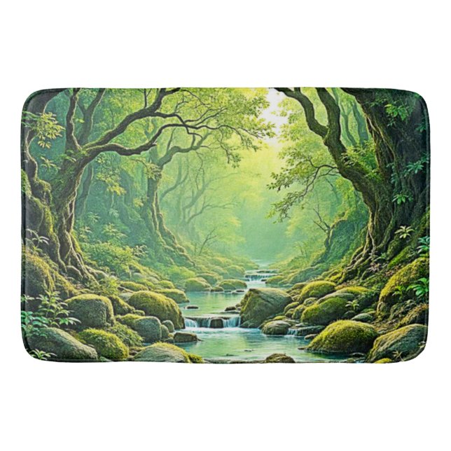 Alfombrilla De Baño Diseño de flujo forestal encantado (Anverso)
