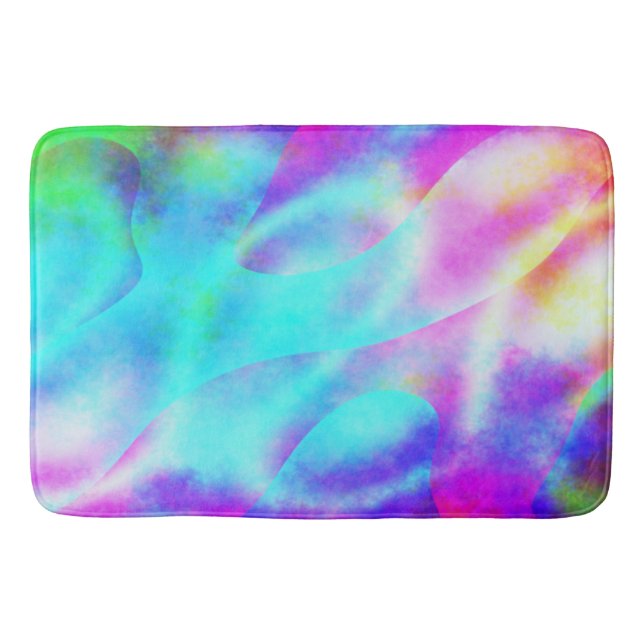 Alfombrilla De Baño Diseño de franja fluida de arcoíris abstracto (Anverso)