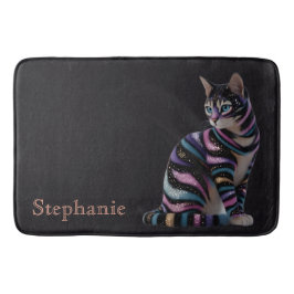 Alfombrilla De Baño Diseño de gato lindo y nombre personalizado